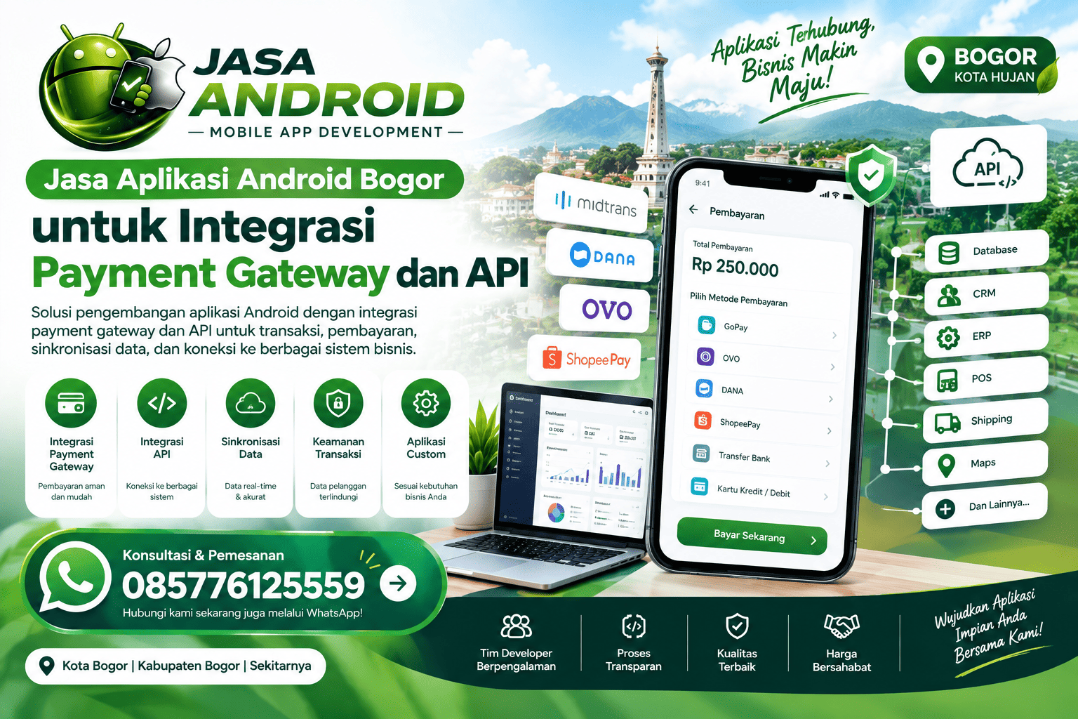 Jasa Aplikasi Android Bogor untuk Integrasi Payment Gateway dan API